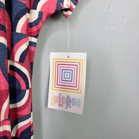 LULAROE Maria Maxi Dress Red White Blue Patriotic Spellout Retro Print Size M - Picture 8 of 16